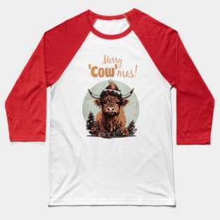 Highland Cow Christmas Merry and Bright, Scottish, Cow Xmas Farmer, Christmas sweater with cute Highland Cow Baseball T-Shirt